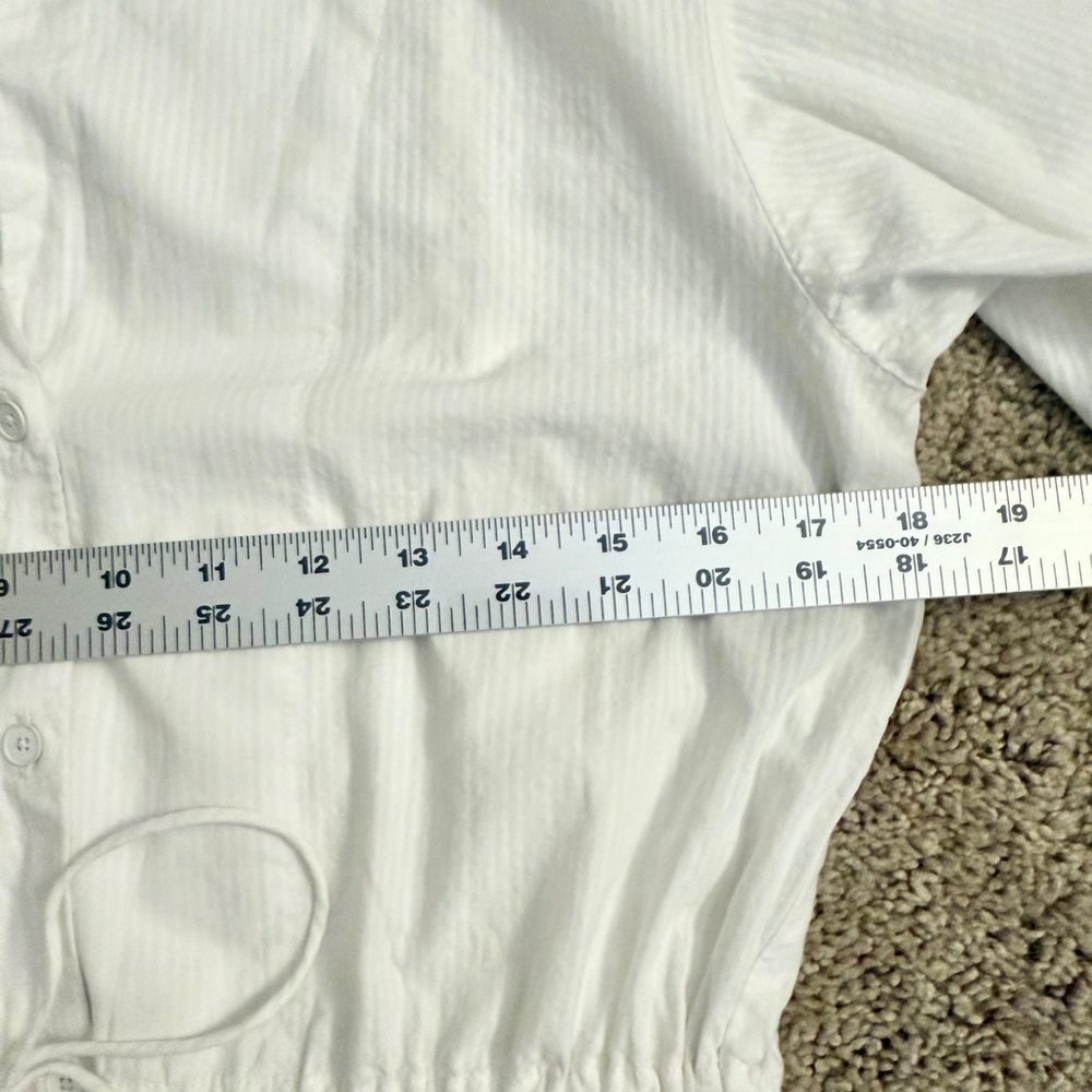 GAP MIDI Dress Women size Small White Long Sleeve Button Aline Drawstring Dress - Picture 10 of 12